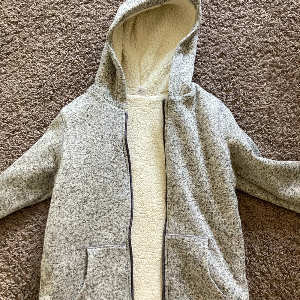 Old navy boys grey furry zipup